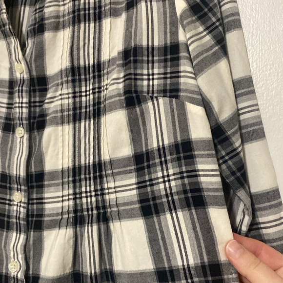 Talbots Checker Plaid Button Down Tunic Blouse - Size S - Picture 3 of 4